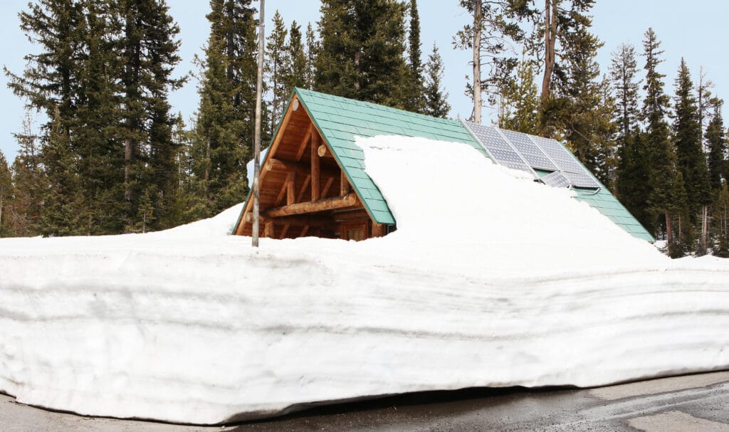 300 Watt Solar Panels On a Snow Covered Cabin