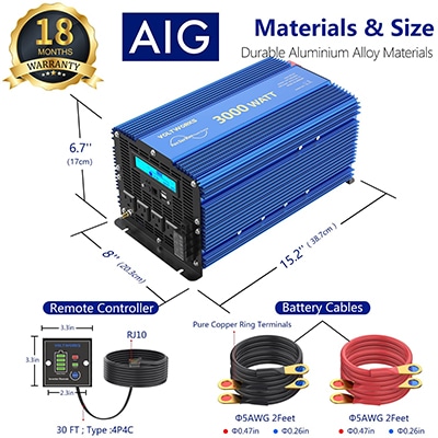 Voltworks 3000W inverter size view